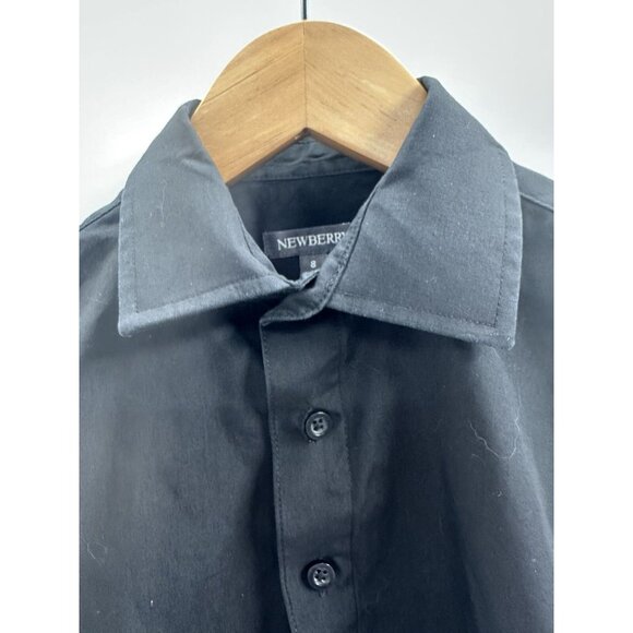 Newberry Shirt Boys Size 8 Black Cotton Button Down Casual - Picture 4 of 6